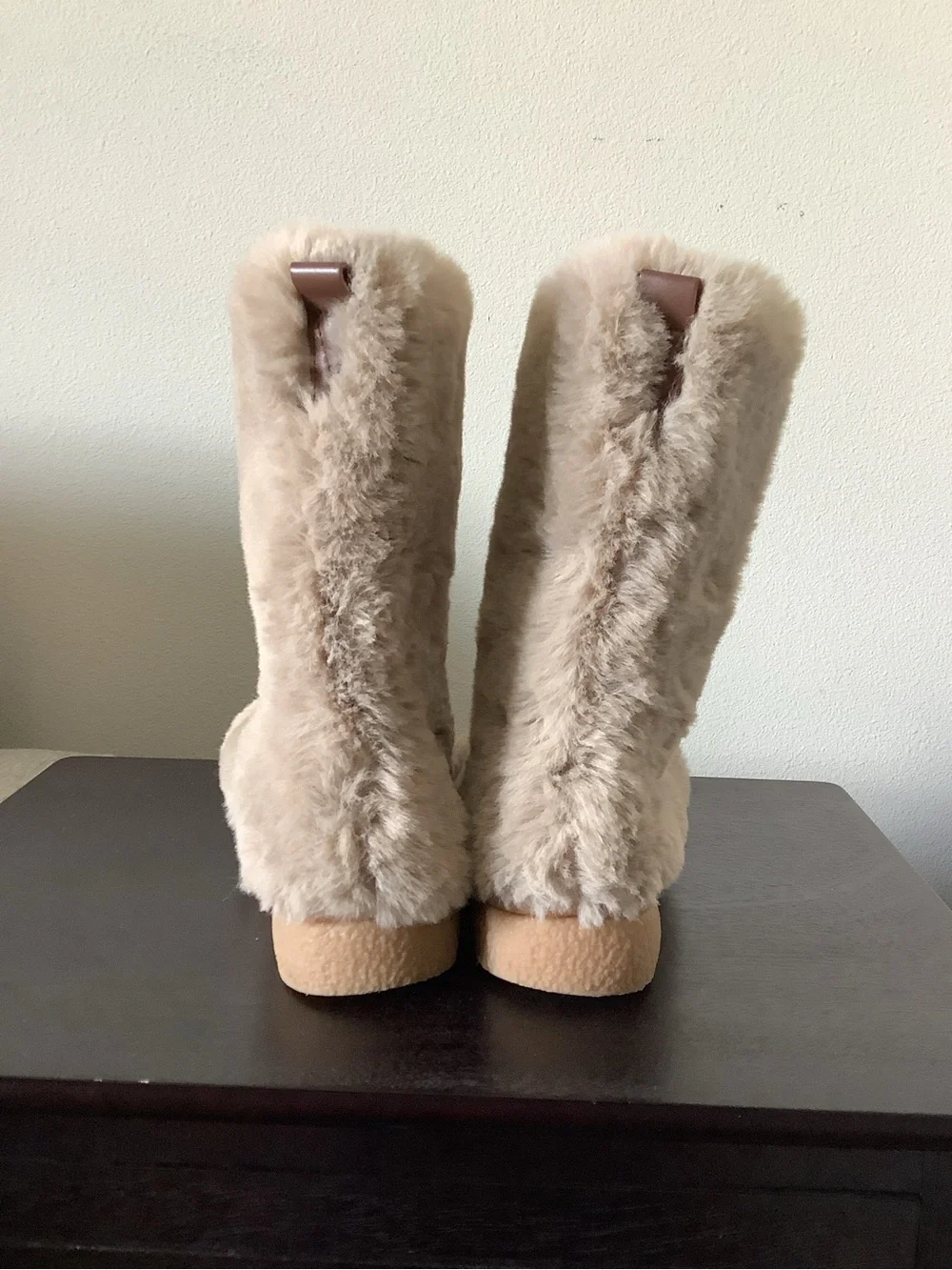 Zara Kids Beige Faux Fur Platform Boots